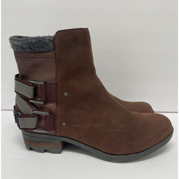 SOREL Lolla Waterproof Leather Ankle Boot Womens Size 8 LL5317-628 Chestnut EUC - Picture 1 of 9